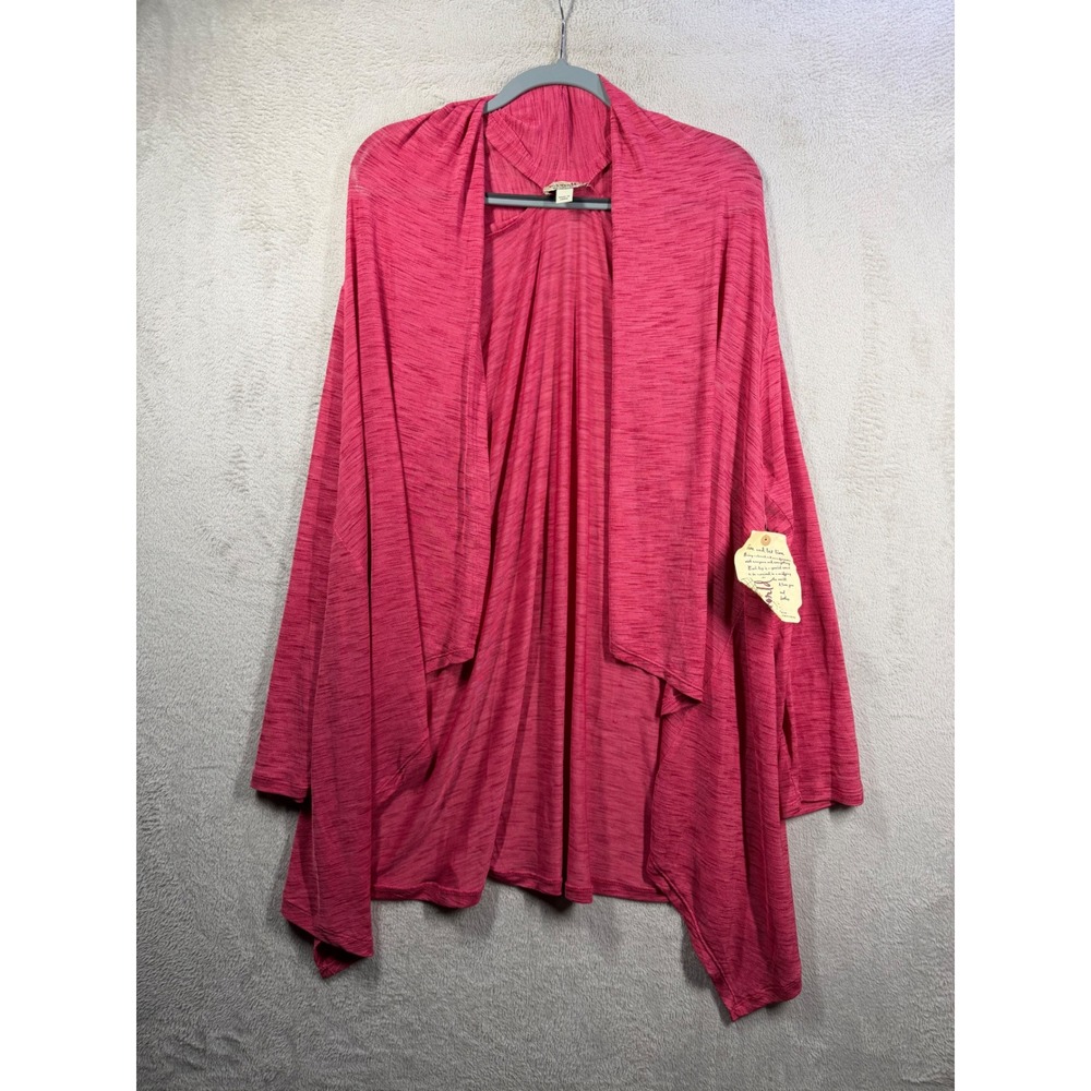 One World Cardigan Women 2X Pink Space Dye Open Front Draped Lightweight NWT